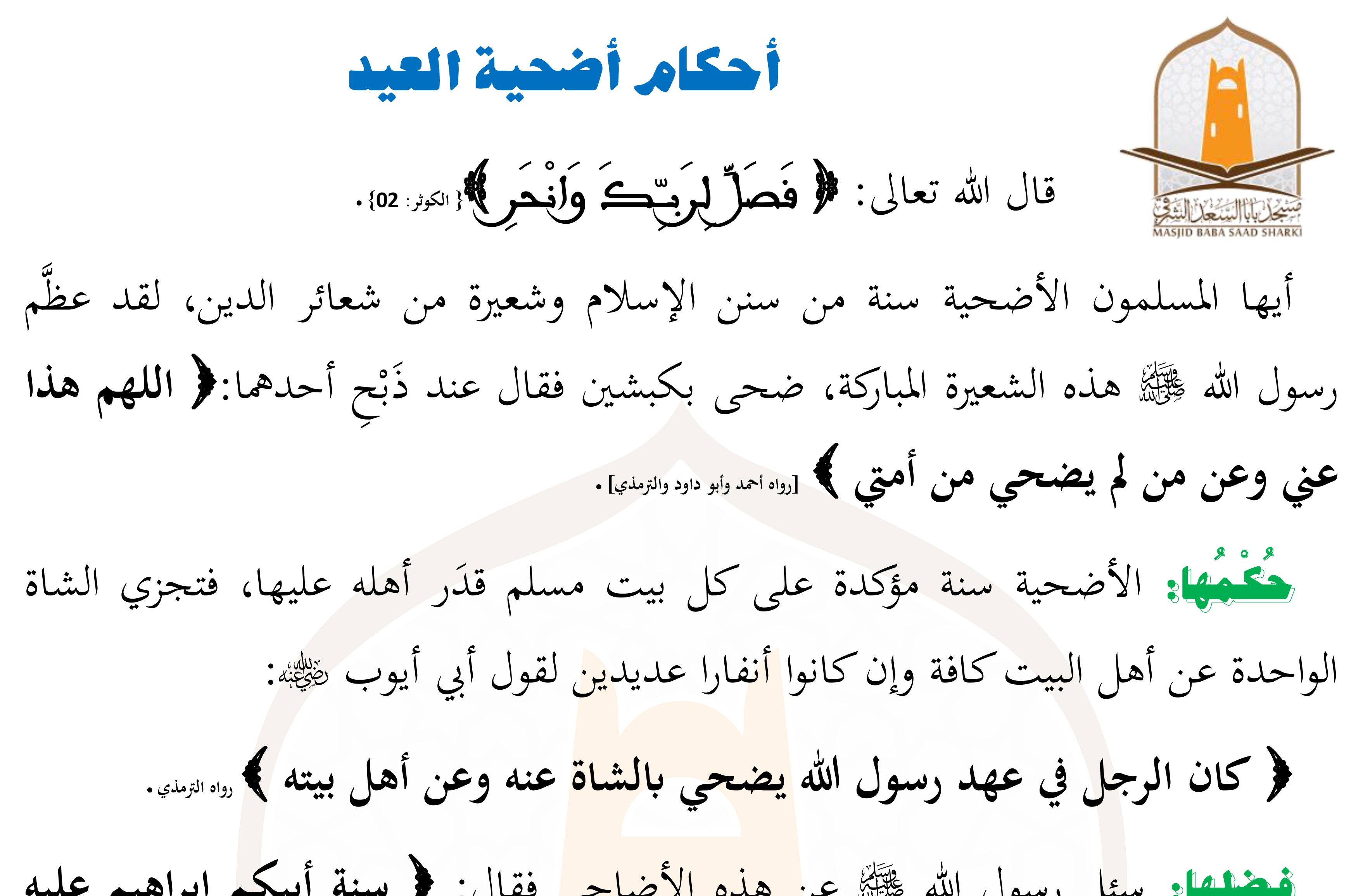 أحكام أضحية العيد